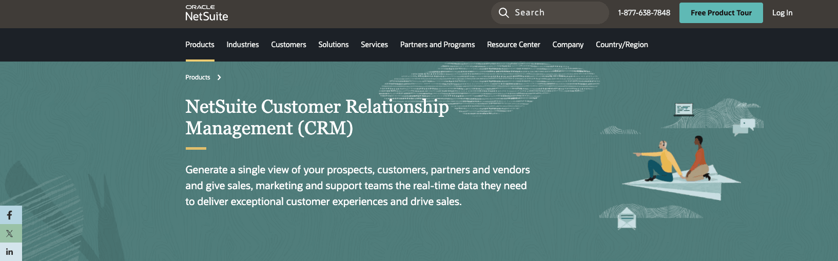 Oracle NetSuite CRM's landing page